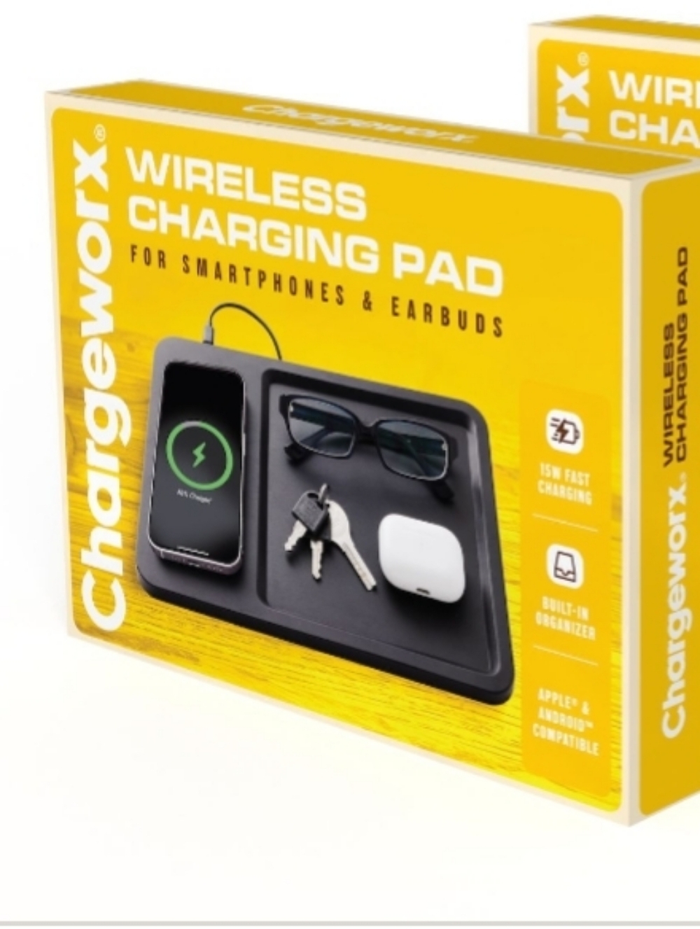 Black Wireless Charging Pad - 15W Fast Charge Organizer